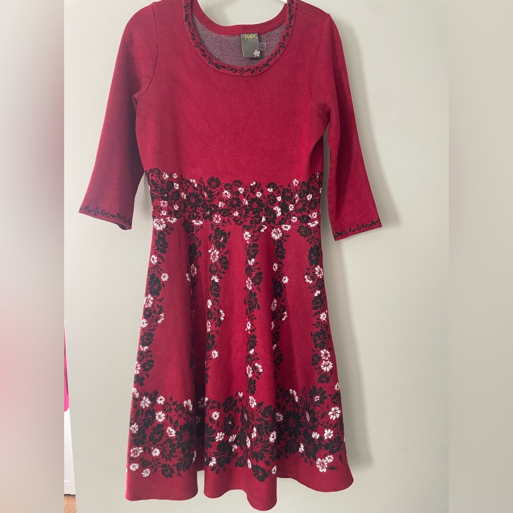 Taylor Red Floral Long Sleeve Dress